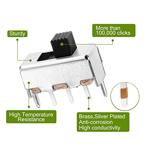 Image of Chanzon SPDT Mini Micro Slide Switch 1p2t 2 Position 25pcs 3mm Toggle Vertical Slide Switch Panel Mount Small High Knob Vertical for PCB Arduino Breadboard Electronic Board Dip Miniature SlideSwitch