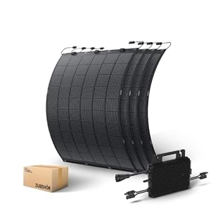 Kleines Kraftwerk Flexibles Balkonkraftwerk 900Wp – Flexible Solarmodule 4×225W Set inkl. Wechselrichter & 5m Anschlusskabel – Solarpanel Komplettpaket für Balkon, Zaun & Sonderflächen