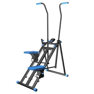 Stair Stepper Exercise Machine, Stair Climber Home Workout with Adjustable Handle, Foldable Climber Fitness Machine with LCD Screen for Gym, Weight Capacity 136KG (Blue outer handrail)