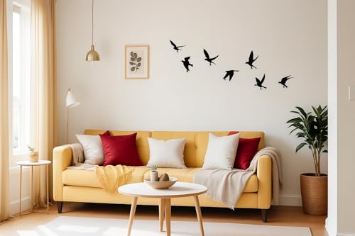 Image of Bird Wall Art Hooks - Set of 7 Metal Decorative Bird Hooks for Wall, Key Holder & Clothes Hanger - Laser Cut, Powder Coated, Heavy Duty, Rustic Home Decor for Living Room & Entryway