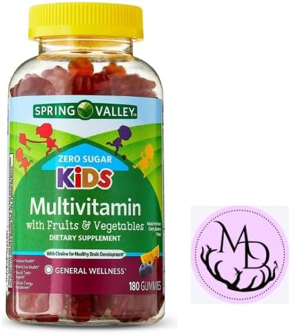 Spring Valley Zero Sugar Kids Multi Gummy, 180 Count + Dri Store Sticker.