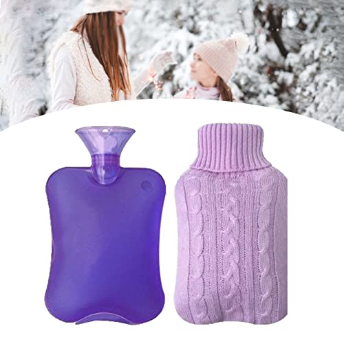 Calentador De Agua Caliente, Cuello Y Hombro con Chaqueta De Punto para Aliviar El Dolor, Bolsa De Agua Caliente 2L, para Compresión Caliente Y Fría (Color : Purple, Size : 2000ml) Cover