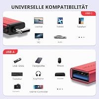 MOGOOD USB-C auf USB 3.0 Adapter, 5Gbps, OTG, 4er Set Rot, MacBook – Ansicht 2