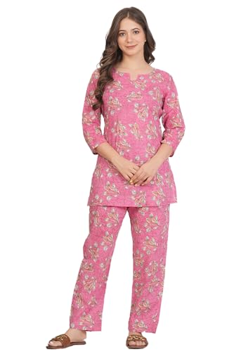 Image of Kuruti B Sheets Women's Printed Night Suit Set | Soft & Breathable Top and Pyjama Set for Women | Stylish Relaxed Fit Sleepwear for Everyday Comfort | Perfect Lounge Wear for Home & Travel