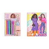 Depesche 11389 TOPModel - Malbuch-Set mit 76 Seiten zum Ausmalen und Gestalten Trendiger Styles und Outfits & 11504 TOPModel - Create your TOPModel Malbuch, Ausmal-Buch mit 40 Seiten, 24,2 x 21 cm