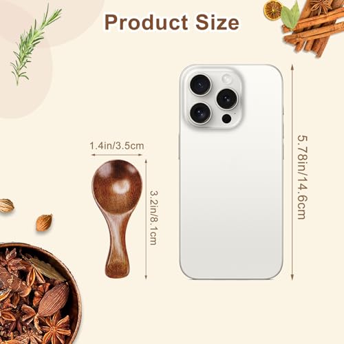 Image of 6pcs Small Wooden Spoons, 3.2inch Small Wooden Spoons for Honey, Brown Mini Wood Teaspoons for Tiny Eating Ice Cream Jars Spice Condiments Tea Bath Salt Coffee Sugar Jam Mustard Seasoning