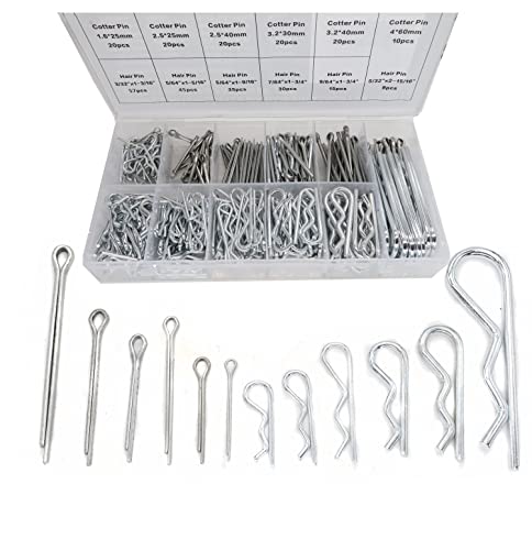 cSeao 300 Stück Splinte und Haarnadel-Set, Splint- und Anhängerkupplungs-Set, M1,6 M2,5 M3,2 M4 3/32 Zoll 5/64 Zoll 7/64 Zoll 9/64 Zoll S Splin- u. R Clipverschlüsse für Zuhause oder Auto Cover