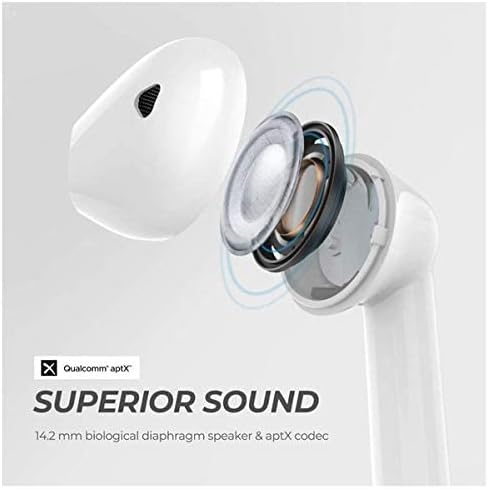 SoundPEATS earbuds inside their open charging case