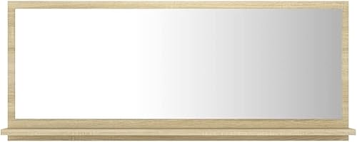 Miniatura 2 de Espejo de pared rectangular contemporáneo, espejo rectangular para baño, espejo de baño, roble Sonoma de 35.4 x 4.1 x 14.6 pulgadas, aglomerado