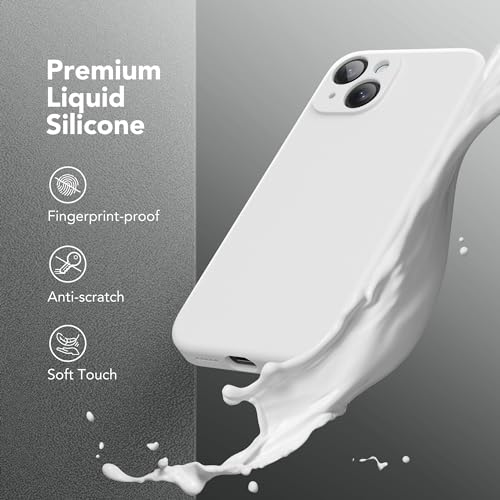 Image of Magnetic for iPhone 14 Case, Compatible with MagSafe, [Full Camera Protection][Screen Protector] Silicone Shockproof Protective Phone Case for iPhone 14 6.1 inch, White