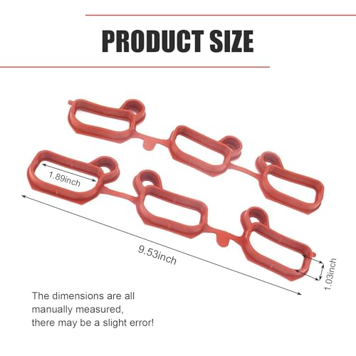 Image of 1PC Car Engine Intake Manifold Gasket, OEM#11611436631, Temperature Resistant, Automotive Replacement Gasket, Compatible with B-MW X3 X5 Z3 Z5 323i 325i 328i 330i 525i 530i M52 M54 (Red)