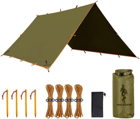 FREE SOLDIER Camping Tarp 3m x 3.2m Housse de Pluie Bâche Portabl...