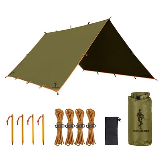 FREE SOLDIER Tarp Wasserdicht 4 * 4m Ultraleicht Zeltplanen UV Schutz Camping Sonnensegel Zelt Freien Große Tarp für Camping, Wandern, Outdoor-Aktivitäten