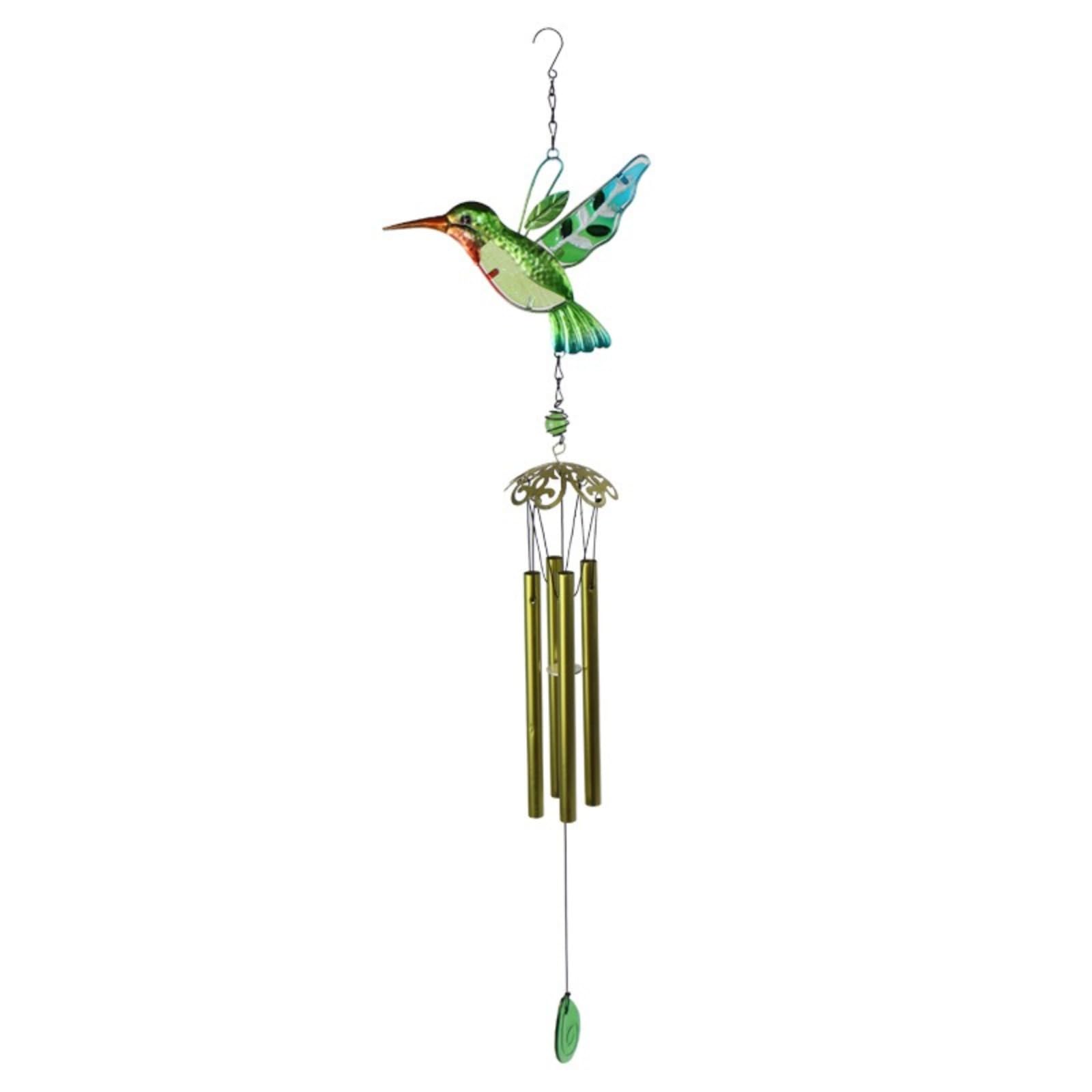 Hummingbird metal wind chime glass painted hanging decoration outdoor courtyard decoration pendant balcony prayer wind chime