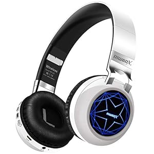 Riwbox WT-8S Bluetooth-Kopfhörer kabellos mit LED, Hi-Fi-Stereo faltbar kabellos/verkabelt mit Mikrofon und TF-Karte…
