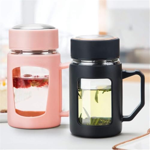 Image of 400 ML Double-Wall Borosilicate Glass Mug with Handle - Heat-Proof Clear Tea & Coffee Cup, Stylish Portable Drinkware for Home, Office & Travel