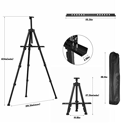 Easels For Painting Canvas, Aredy 63" Art Easel For Drawing, Portable Painting Easel Stand, Metal Table Top Easel (2 Pack) #TOP4