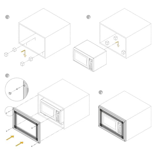 Emuca - Einbaurahmen mikrowelle Nickel satiniert 60x40cm, universell einbaumikrowelle Rahmen aus Kunststoff