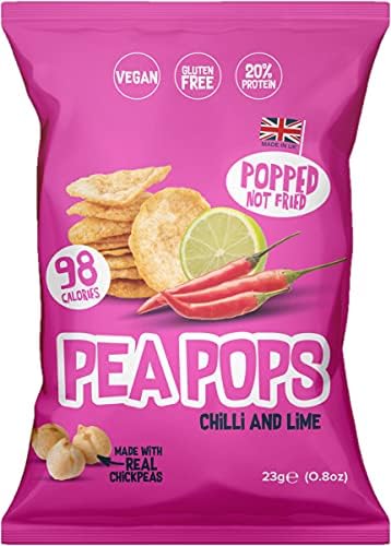 Pea Pops Healthy Chickpea Crisps - Low Calorie, Gluten Free, Plant-based Protein Snacks that are Popped (Not Baked or Fried) 12 x 80g, Cheddar & Onion