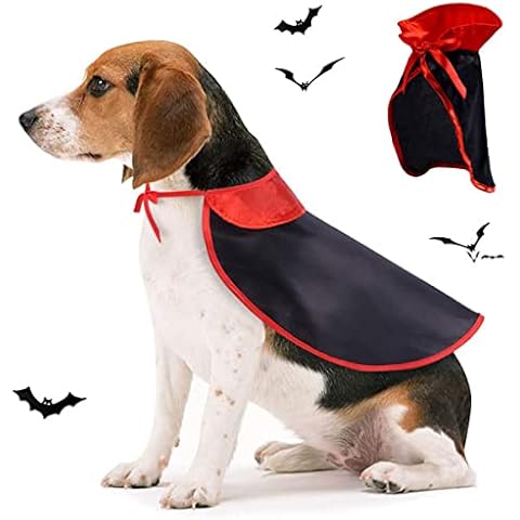 Dog Halloween Vampire Cloak Costume, Pet Cool Witch Costumes Cape, Puppy Funny Cosplay Apparel Clothes for Small Medium Large Dogs Cats (One Size, Red) Cover
