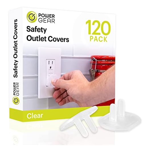Power Gear Child Safety Electrical Outlet Covers, Tamper‑Resistant Plug Protectors for Standard Wall Outlets, Baby‑Proof & Child‑Proof Safety Caps, Clear, 120 Pack, 54614