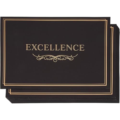 Sustainable Greetings Certificate Holder - 12-Pack Letter (11.2 x 8.8 in), Black Pocket - 300 GSM Cardstock Gold Foil Excellence Print & Secure Corner Slots - Diploma Holder