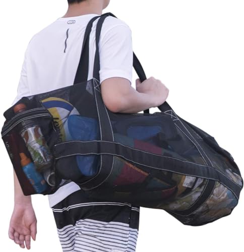 NALACAL Mesh Dive Bag for Scuba or Snorkeling - Diving Snorkel Gear Bags Extra Large Beach and Totes with Zipper Pockets Oversized Duffle Ideal Your Pool Trip (XXL, 37x15x15 icnhes)