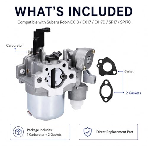 Image of Hoypeyfiy Carburetor with 2 Gaskets, Compatible with Subaru Robin EX13 EX17 EX17D SP17 SP170 Small Engines, Replaces 277-62301-30 277-62301-50
