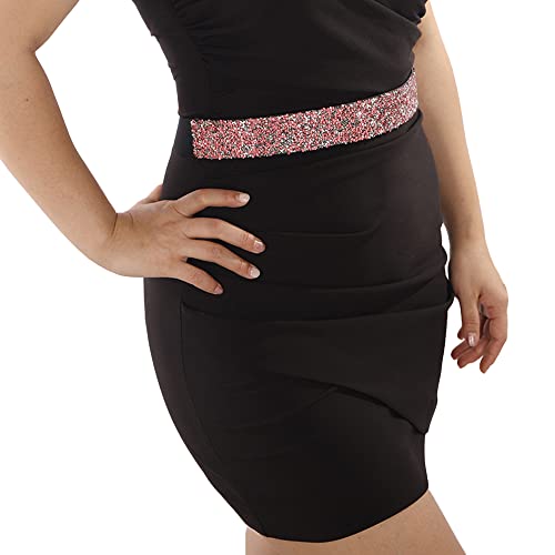 Wiwpar Women Stretchy Rhinestone Belt Crystal Elastic Wide Waist Belt Shiny Bling Belts for Women Girls Dress Birthday Gifts Monther's Day (Red)3