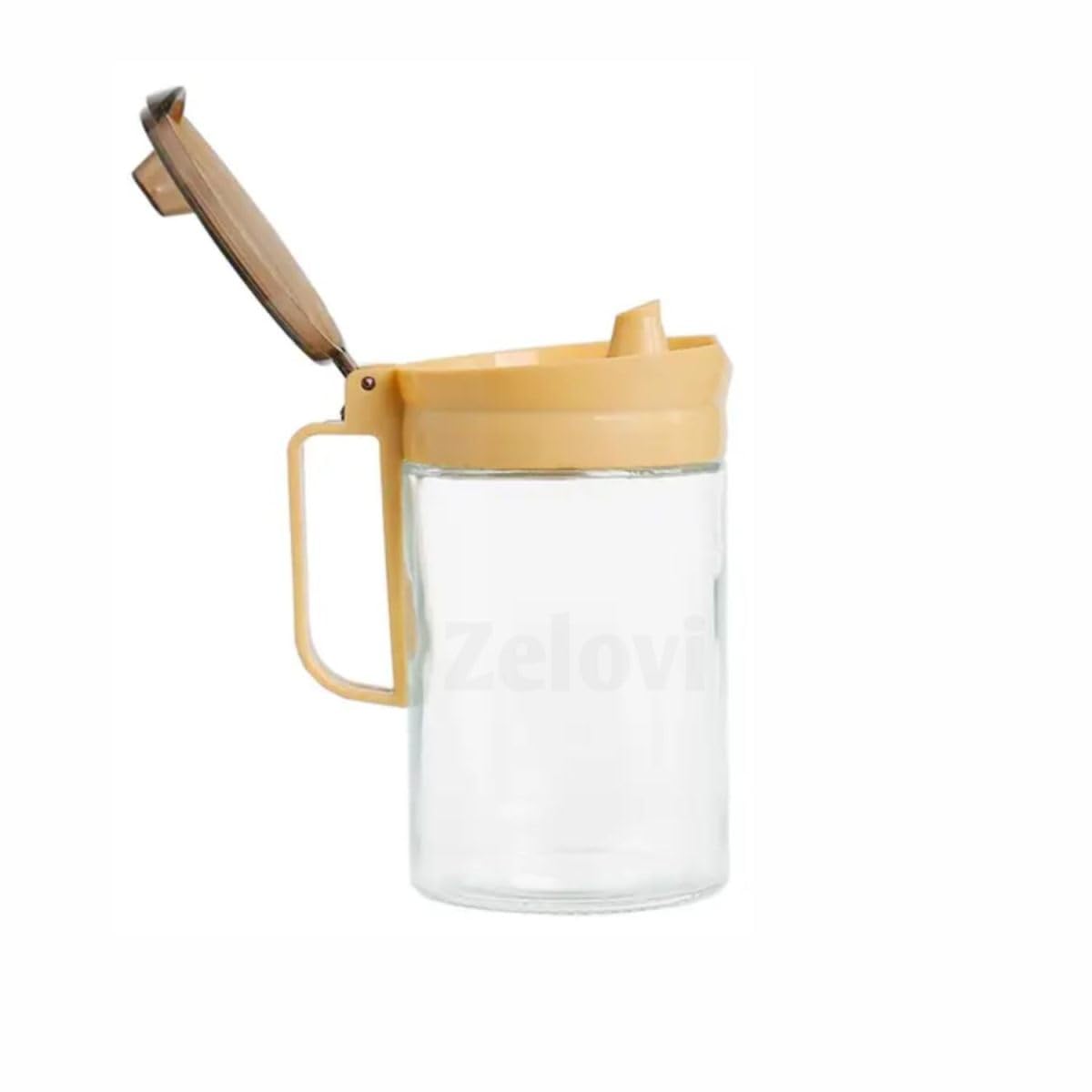 580ml Borosilicate Glass Oil Dispenser and Pourer with Measurement, Transparent Jug With Handle and Lid, Leakproof, Spill Proof, BiG Mouth To Easy Refill and store.