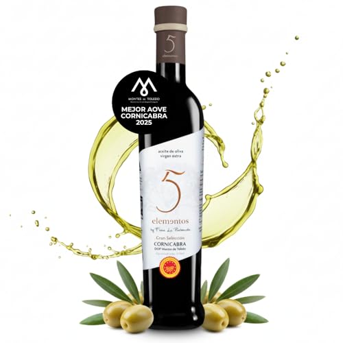 5 Elementos Gran Selección Aceite de Oliva Virgen Extra Cornicabra 500ml | Mejor AOVE Cornicabra con DOP Montes de Toledo | AOVE de Nueva Cosecha Extracción en Frío (Sin Estuche)