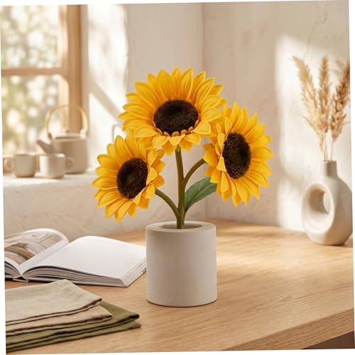 Lampe tournesol fleur 3 têtes veilleuse LED rechargeable USB - 3