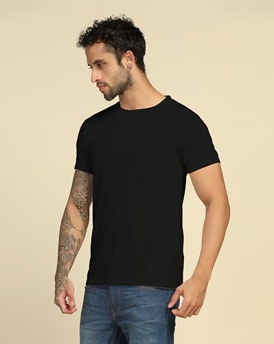 Image of VastraVibes Cotton Regular Fit T-Shirt Round Neck Casual Mens Plain Tshirt