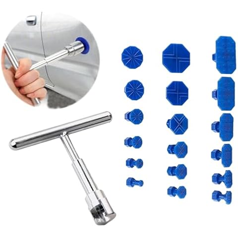 KOSHA 18Pcs Car Dent Puller Kit, Dent Remover Tool for Car, Car Body Dent Repair Tool Set, Paintless Dent Repair Tool, Vehicle Body Damage Repair with T-Shape Puller, Universal Accessories for Cars Cover