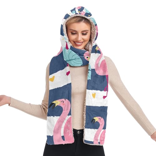 Bonnet capuche femme contre le froid avec longue écharpe intégrée