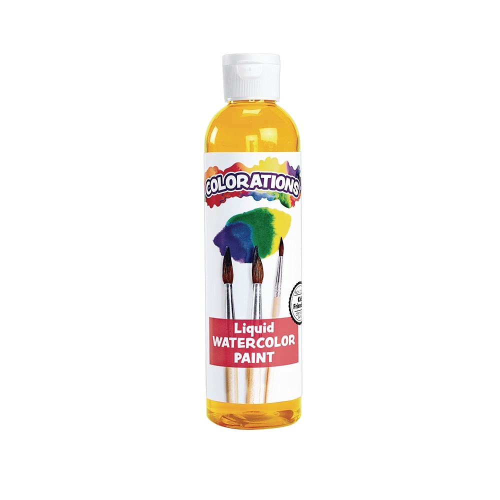 Colorations LWTA Liquid Watercolor Paint, 8 fl oz, Tangerine, Non-Toxic, Painting, Kids, Craft, Hobby, Fun, Water Color, Posters, Cool effects, Versatile, Gift