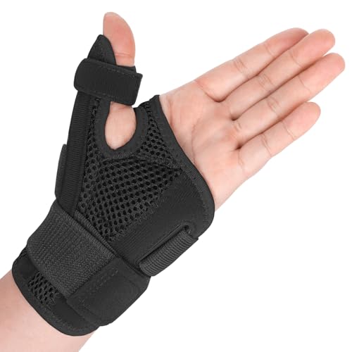 Muñequera Pulgar para Mano Derecha e Izquierda, Férula Pulgar Reversible para Hombres y Mujeres, para Rizartrosis, Tendinitis, Túnel Carpiano y Esguince, Soporte Desmontable, Alivio del Dolor (Negro)