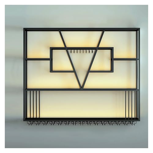 DRFGNF Portabotellas de Metal de Pared con luz LED, Estante Flotante para Vino, Expositor de licores para Bar en casa, Almacenamiento rústico de Vino, Elegante Estante de Pared para Botellas.