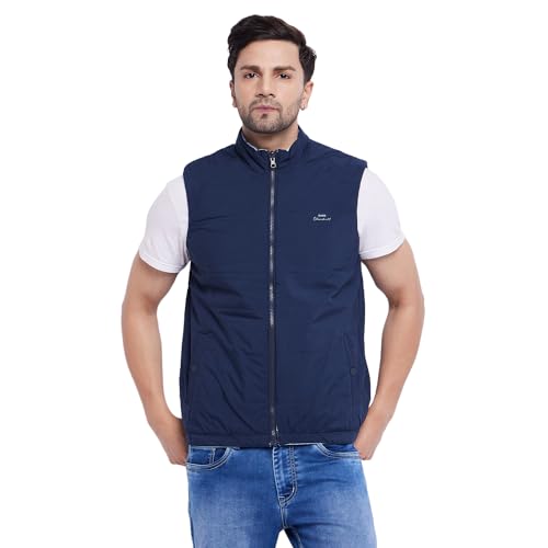 Image of Duke Men's Polyester Stardust Sleeveless Reversible Jacket (SDZ3054 Sky Blue XL), Standard Length