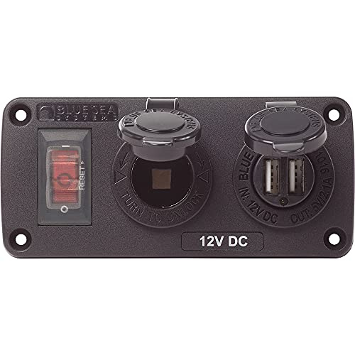 Blue Sea Systems 4363 Panel Acc H2O USB & SCKT Black