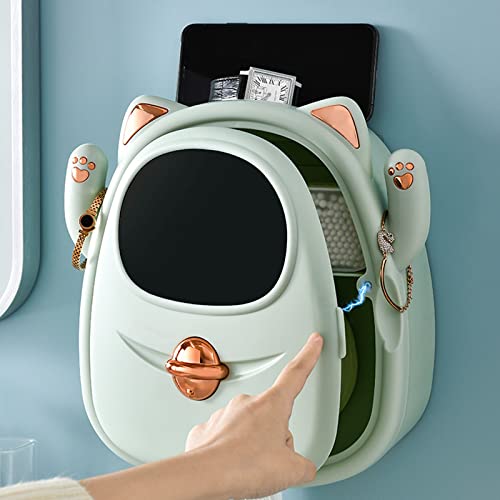 Sempoda Cute Toilet Paper Holder, Wall-Mounted Adhesive Toilet Paper Box Dispenser, Toilet Paper Roll Holder With Storage & Phone Shelf, Waterproof Paper Towel Dispenser Tissue Box For Bathroom #TOP7