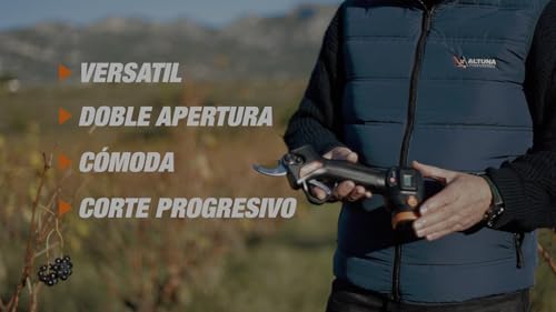 Miniatura 3 de Altuna - Tijeras De Podar A Batería De Titanio - Alta Potencia De Corte Equivalente A Tijera De Dos Manos - Motor Brushless - Corte 30mm - Incluye 2 Baterías 2,6ah - Maletín Resistente Incluido