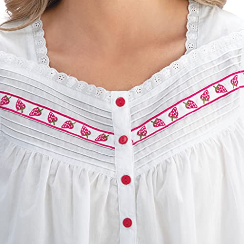 Collections Etc Strawberry Trimmed Elegant Sleeveless Nightgown #TOP2