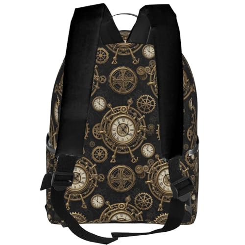 Extra Large Travel Backpack, Lightweight Daypack for Men and Women Vintage Clock Steampunk Gears Art Design3