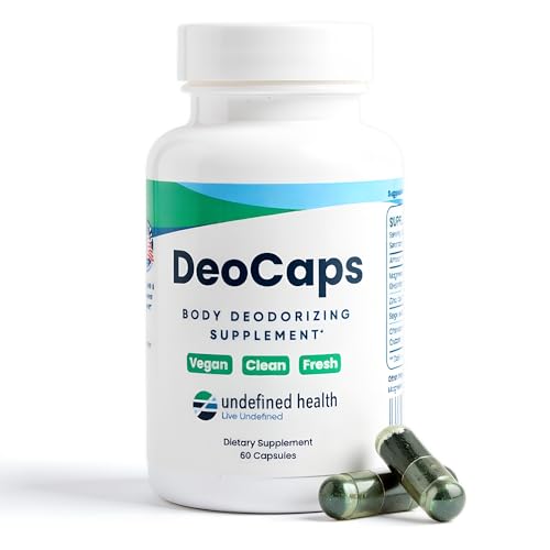 DeoCaps Whole Body Deodorizing Supplement - 100% Natural Internal Deodorant Sweat Relief - Body Odor Pills Reduce Odor in Underarms Intimate Areas & Feet - 60 Chlorophyll Capsules for Gut Health