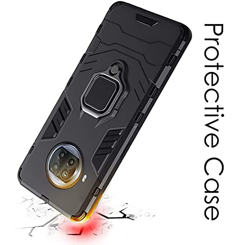 Image of WOW IMAGINE Shock Proof Back Case Mobile Cover for Realme C20 | for Realme C11 2021 (Tough Armor | Hybrid PC + TPU | Full Protection with Ring Holder & in-Built Kickstand | Black)