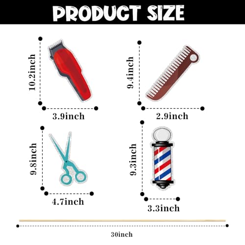 Image of Barber Hairstylist Happy Birthday Centerpiece Sticks,Barbershop Themed Table Toppers,Congrats Barber /Cosmetology School Survivor, 2025 Barber Graduation Party Decorations.Set of 16