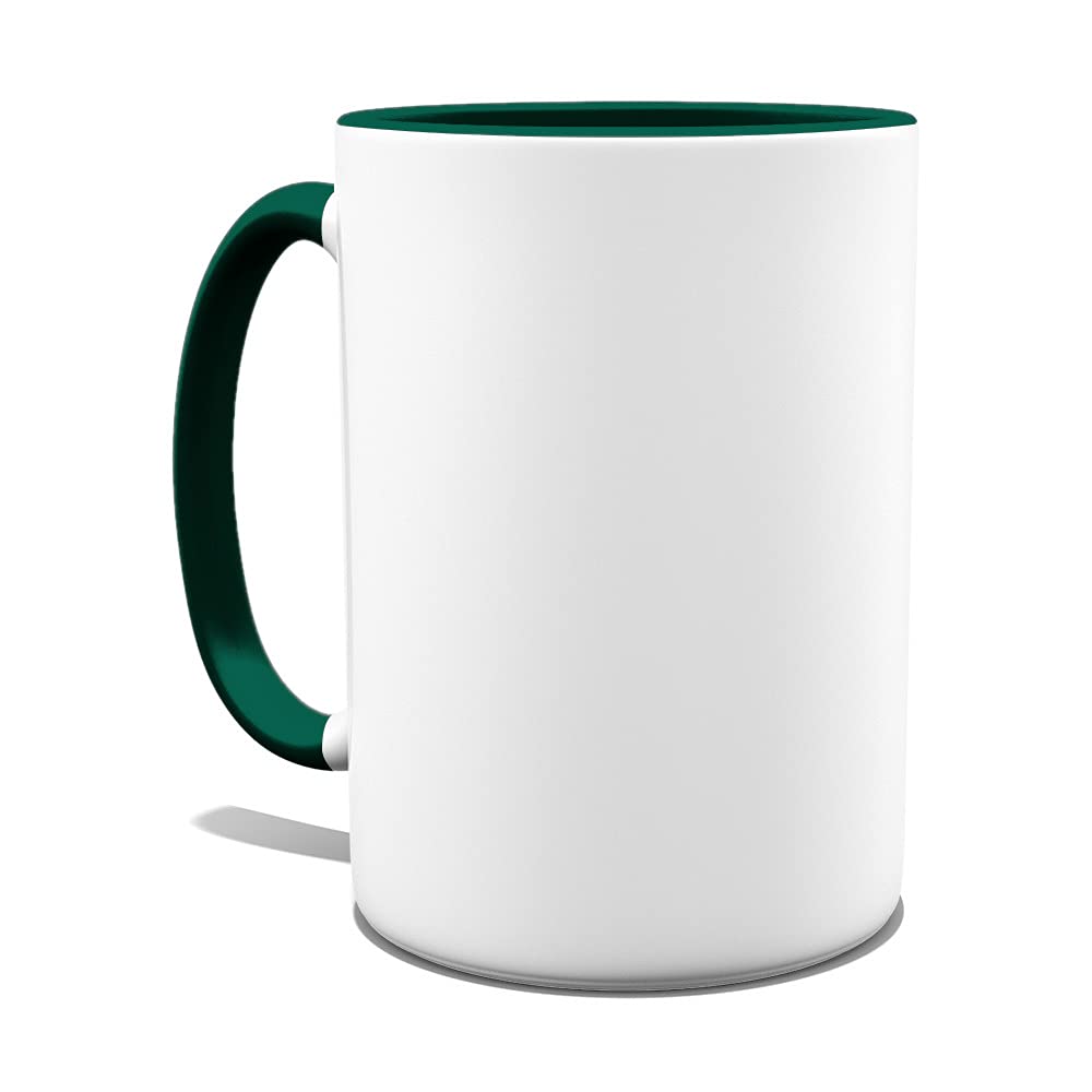Bastel-Tassen ohne Druck zum Bemalen aus Hochwertiger Keramik Einzeln oder im Set/Mug/Cup/Becher/Pott Jumbo Tasse Innen & Henkel Dunkelgrün 6er Set