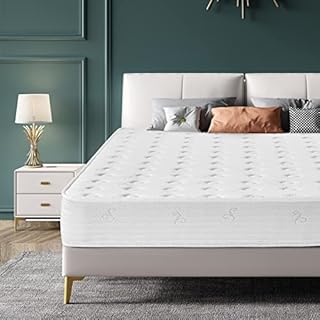 Kono King Size Mattress, 8 Inch Pocket Sprung Memory Foam Mattress 5FT with Breathable Foam and Luxurious Jersey Knitted Fabric, Medium Firm Bed Mattress Fire Resistant(King, 150x200x20cm)