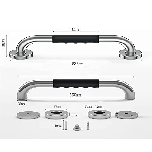 24 Inch Anti Slip Shower Grab Bar Handle, Hoopever Stainless Steel Chrome Bathroom Balance Bar, Safety Hand Rail Support, Handicap Elderly Injury Senior Assist Bath Handle, 1.25 Inch Diameter #TOP1
